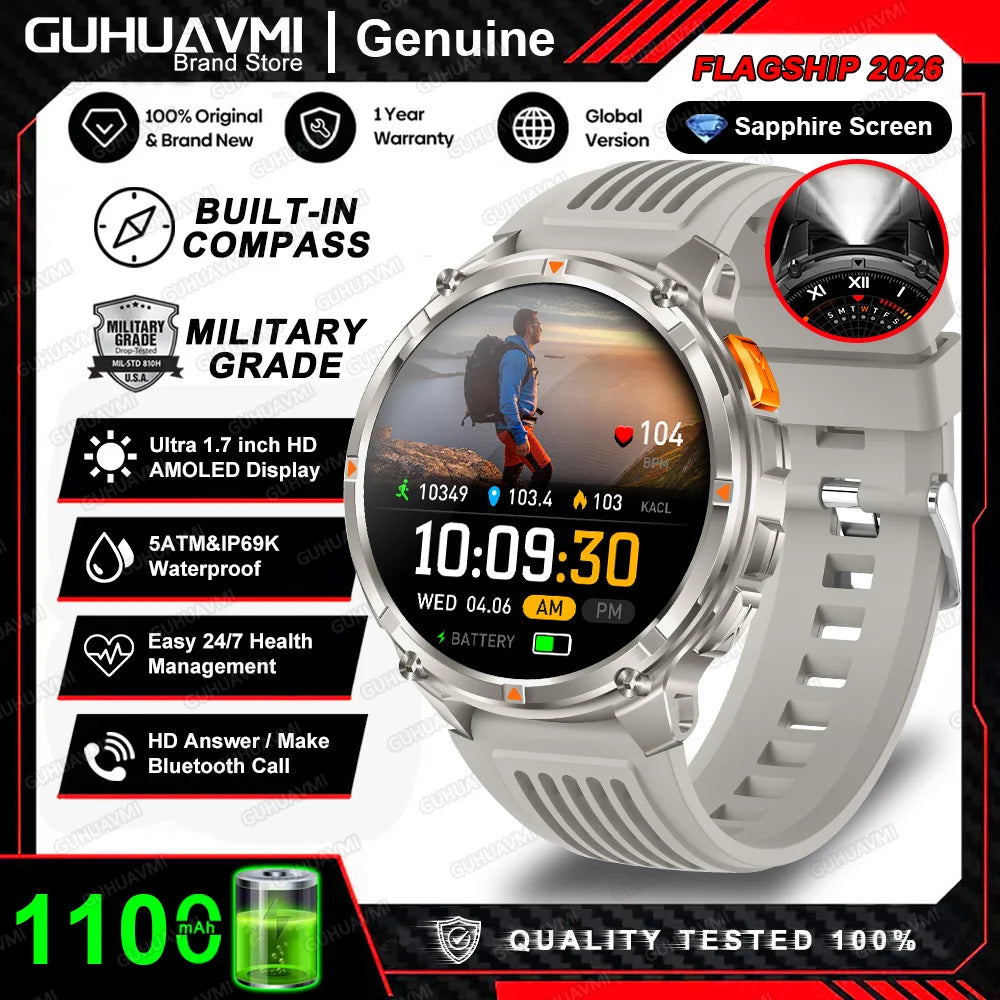 Montre connectée 2026 New T-Rex3 Pro 1100mAh Batterie GPS 5ATM Étanche Sport Course Extérieur Boussole Militaire