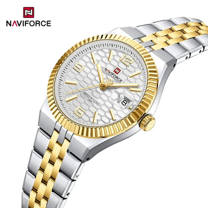 NAVIFORCE Montre de sport pour femmes, haute qualité, étanche, en acier inoxydable, horloge romantique, montre-bracelet à quartz pour dames, Reloj Mujer