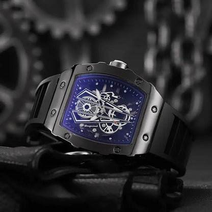 1/2 Montres homme tendance Montre de luxe à grand cadran à quartz Montre de sport décontractée à bracelet en silicone Reloj Hombre (sans boîte)