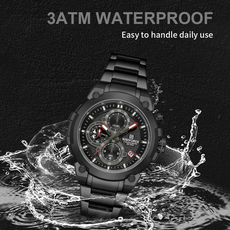 NAVIFORCE Montre Homme Mode Sport Chronographe Étanche Montres Hommes Affichage Calendrier Militaire Quartz Montre Homme Reloj Hombre