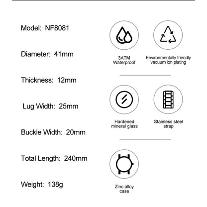 Montre-bracelet à quartz NAVIFORCE pour homme, multifonctionnelle, avec calendrier, chronomètre, lumineuse, étanche 30 ATM, bracelet en acier inoxydable