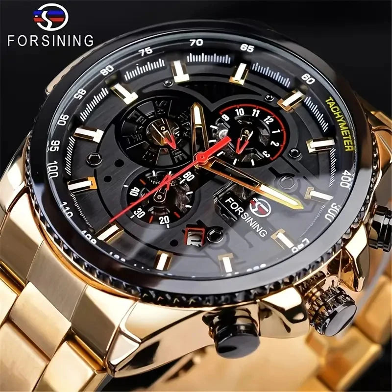 Men's Automatic Mechanical Watch - Stylish Skeleton Design, with Time and Calendar, Transparent Hollow Case Back, Versatile and Stylish Men's Watch for Business and Casual Wear, Perfect Gift for Him, No Batteries Required