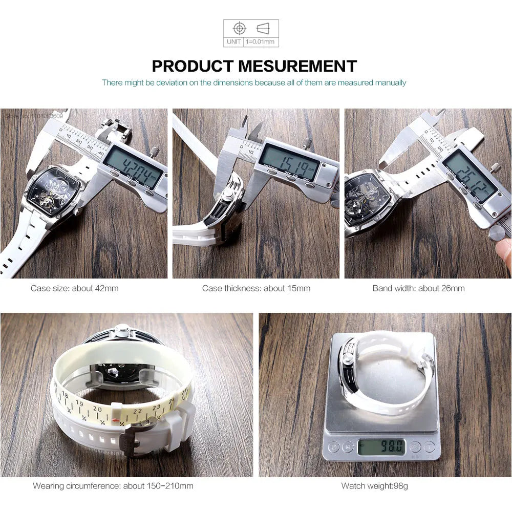 Montre-bracelet MEGIR pour hommes, mode, noire, étanche, mécanique automatique, avec aiguilles lumineuses, bracelet en silicone, cadran tonneau 2242
