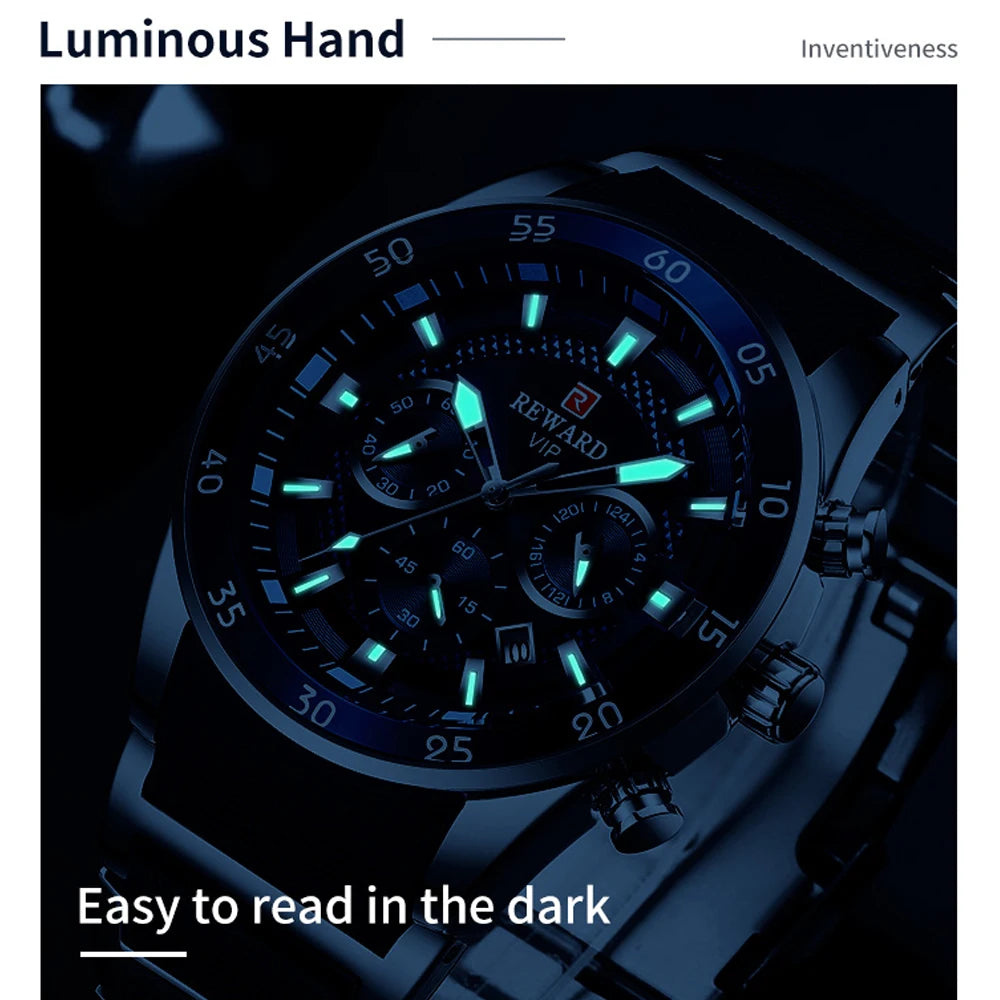 REWARD Big Dial Chronograph Automatic Date Watch