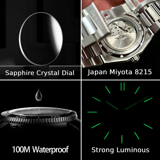 PAGANI DESIGN 8215 Men's Automatic Mechanical Watch 40MM Sapphire Stainless Steel Waterproof 10Bar Luminous C3 Reloj Hombre