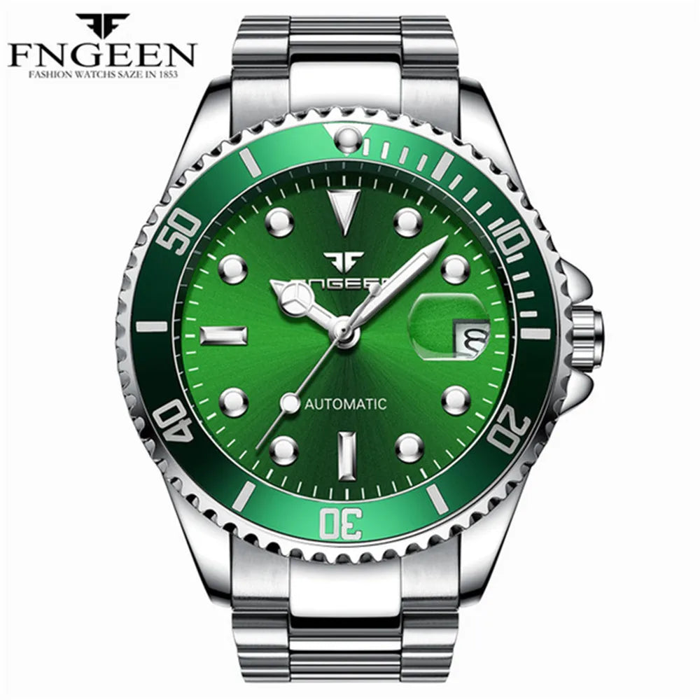 FNGEEN 9001 Luxury Brand Men Watch Steel Tourbillon Skeleton Mechanical Watches Luminous Automatic Date Diamond Wristwatch