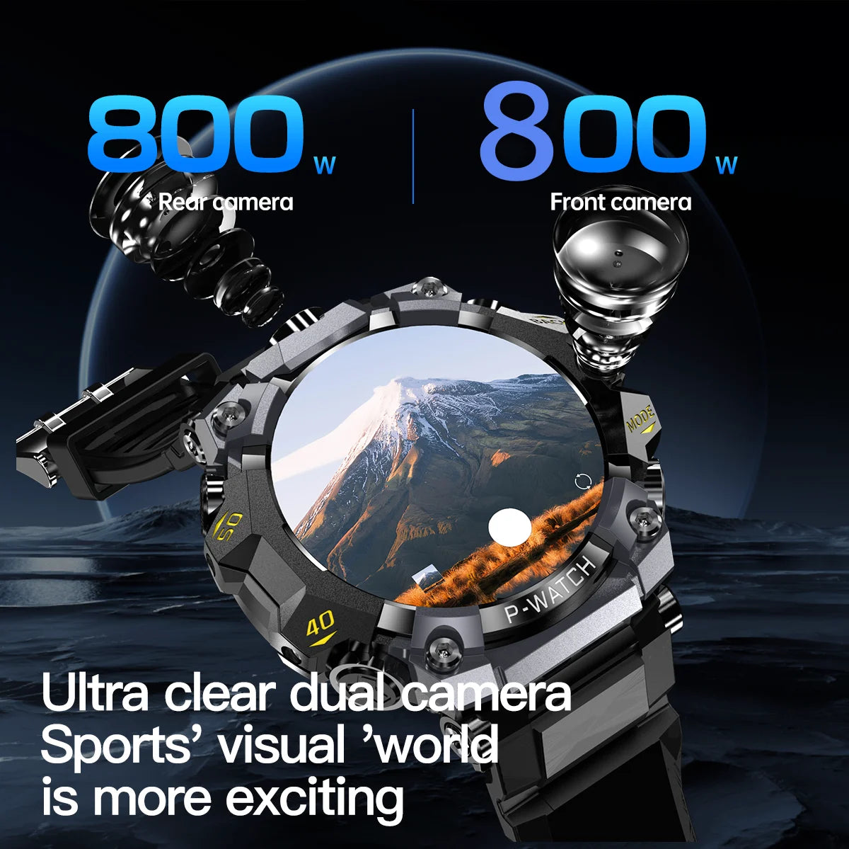 Q668 Montre connectée Android 10.0 1.95 pouces Amoled 720*720 Version cellulaire 5G Montre intelligente avec double caméra 800W GPS WIFI Carte SIM 5G