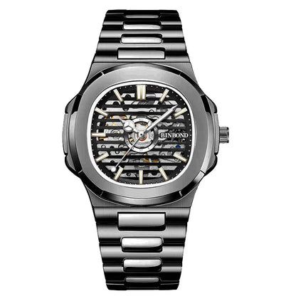 BINBOND  automatic tourbillon precise men's watch mechanical wristwatches for men luxury luminous waterproof skeleton reloj
