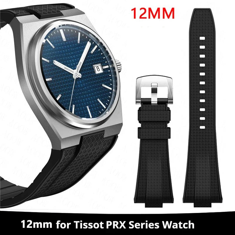 Bracelet de montre de rechange en silicone convexe pour homme Tissot PRX Powermatic 40mm T137.407 T137.410, en caoutchouc à dégagement rapide de 12mm