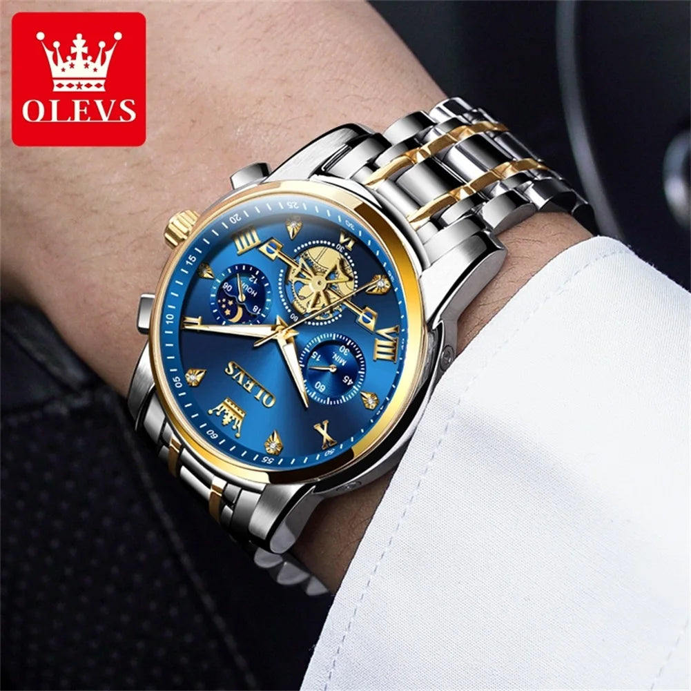 OLEVS 2856 Classic Multifunctional Flywheel Chronograph Moon Phase