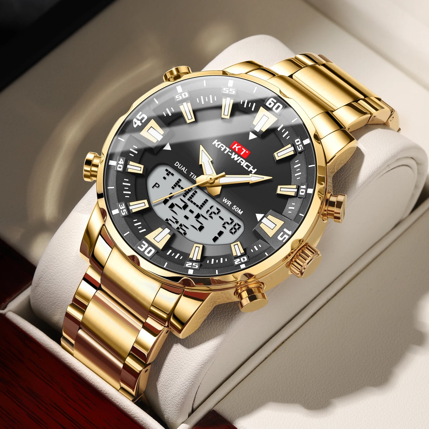 KAT-WACH KT 1815 Dual Display Alloy Case Watch
