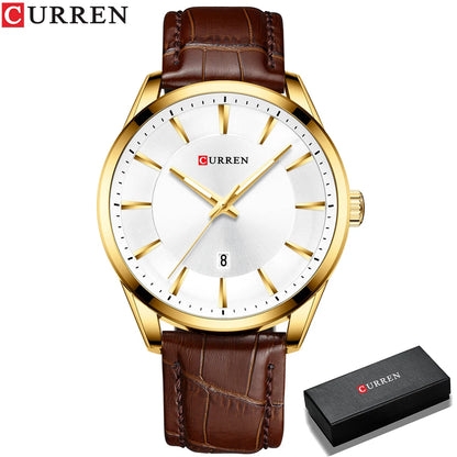 Montres CURREN à Quartz pour Hommes, Bracelet en Cuir, Montres-Bracelets Masculines, Marque de Luxe, Horloge d'affaires pour Hommes, 45 mm, Reloj Hombres