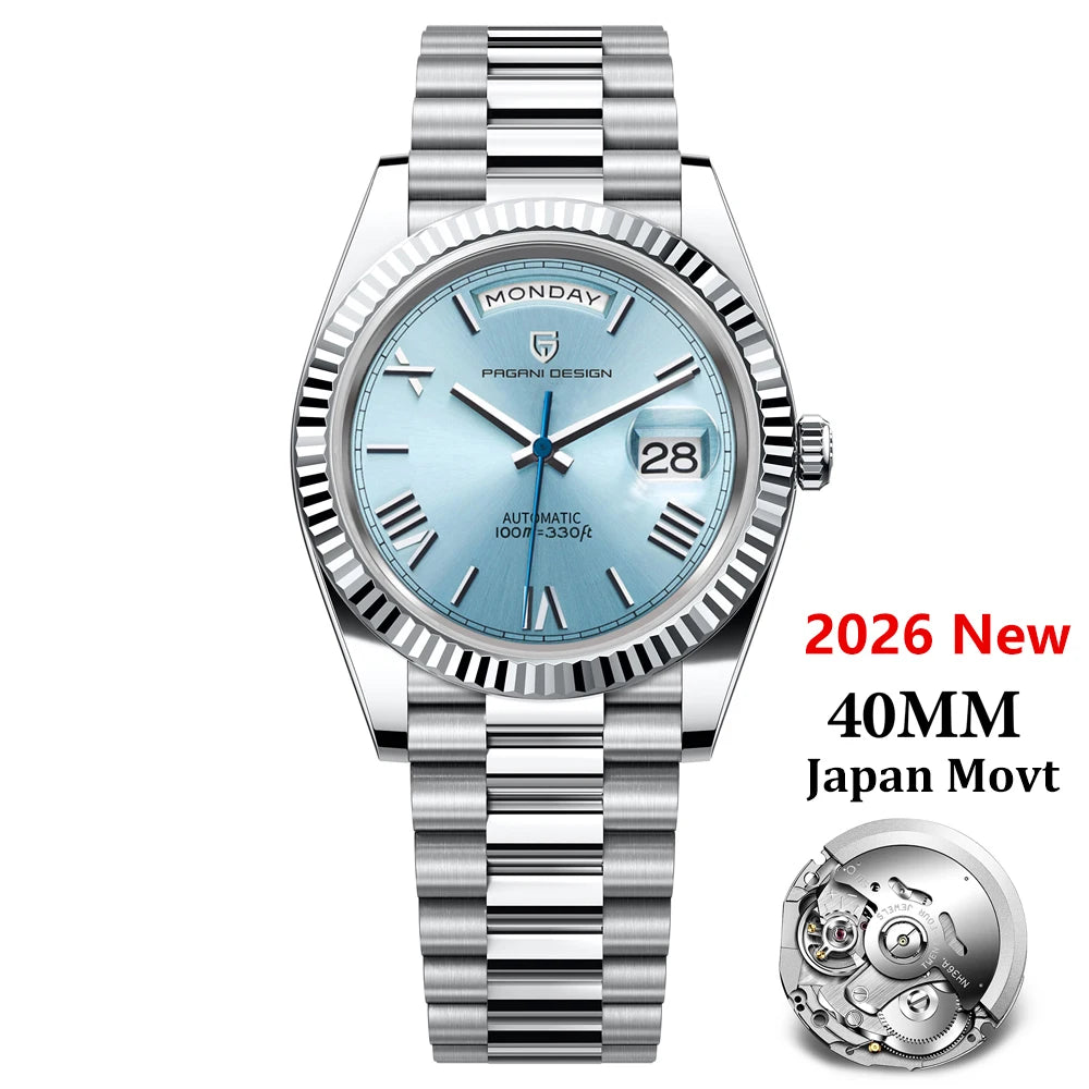 PAGANI DESIGN Montres Hommes DD40 Or Blanc Luxe Montre Automatique Hommes TMI NH36A Date Semaine Montres Mécaniques Pour Hommes Nouveauté 2026