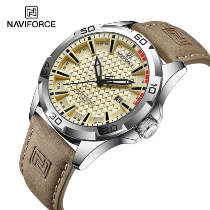 NAVIFORCE – Montres à Quartz Tendance pour Hommes, Bracelets en Cuir, Sport, Étanche, Calendrier, Horloge Relogio Masculino