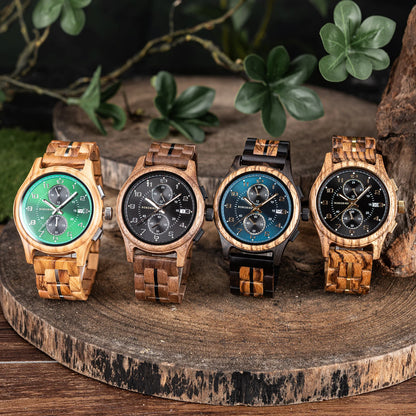 Montre en bois BOBO BIRD pour homme, Montre-bracelet vintage faite à la main, Nouvelle montre en quartz en bois élégante, Montre en bois naturelle unique et personnalisée